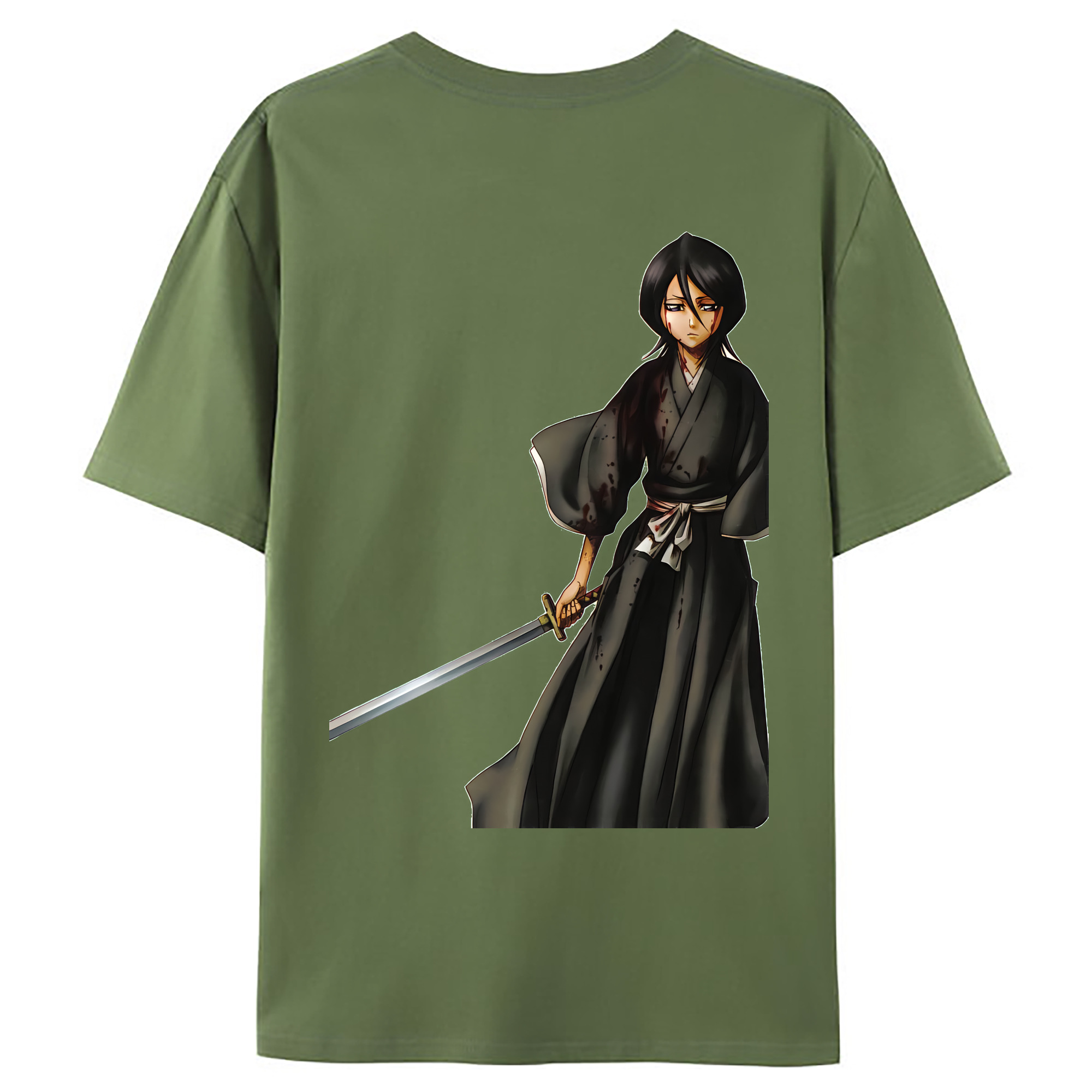 （画像用） ブリーチ 朽木ルキア BLEACH Kuchiki Rukia 綿100％ メンズ半袖Tシャツ（バックプリント） 通気性